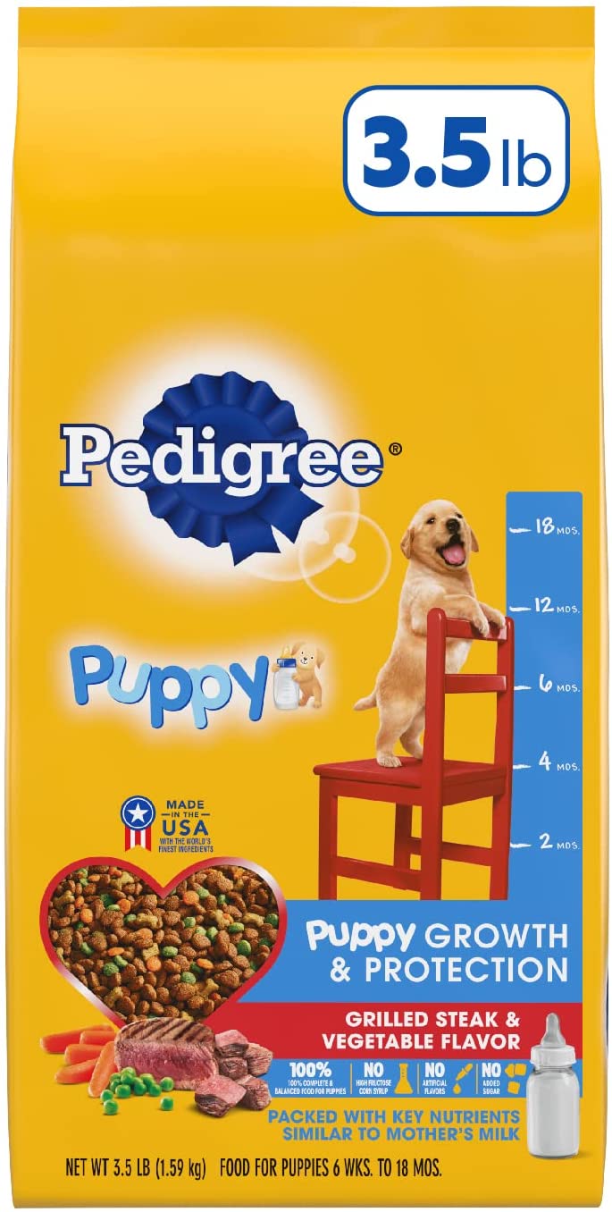 Pedigree Puppy Growth and Protection Complete Steak and Vegetables Dry Dog Food - 3.5 lb Bag  