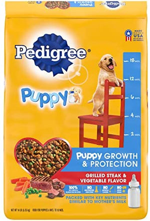 Pedigree Puppy Growth and Protection Grilled Steak and Vegetables Dry Dog Food - 14 lb Bag