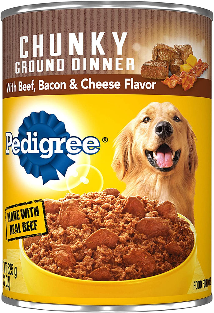 Pedigree Traditional Ground Dinner Beef, Bacon and Cheese Canned Dog Food - 22 oz - Cas...