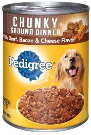 Pedigree Traditional Ground Dinner with Chunky Beef, Bacon & Cheese Canned Dog Food - 13.2 oz - Case of 12  