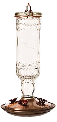 Perky-Pet Antique Glass Bottle Hummingbird Feeder - Clear - 10 Oz Cap  