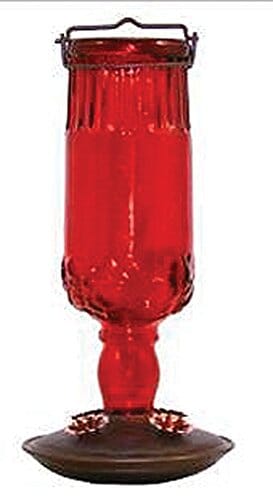 Perky-Pet Antique Glass Bottle Hummingbird Feeder - Red - 24 Oz Cap