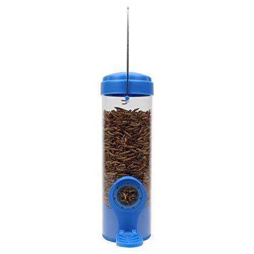 Perky-Pet Dried Mealworm Wild Bird Tubed Wild Bird Feeder - Blue - 3.5 Oz Cap  