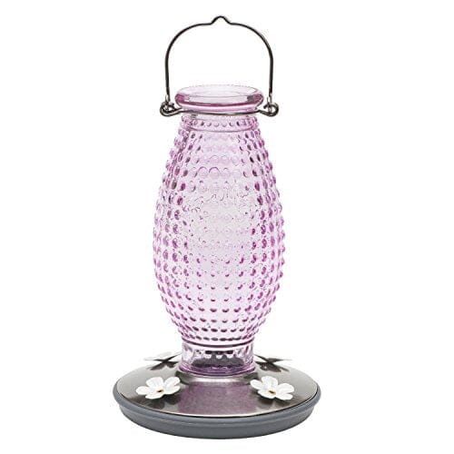 Perky-Pet Hobnail Glass Vintage Hummingbird Feeder - Cranberry - 24 Oz Cap - 2 Pack  