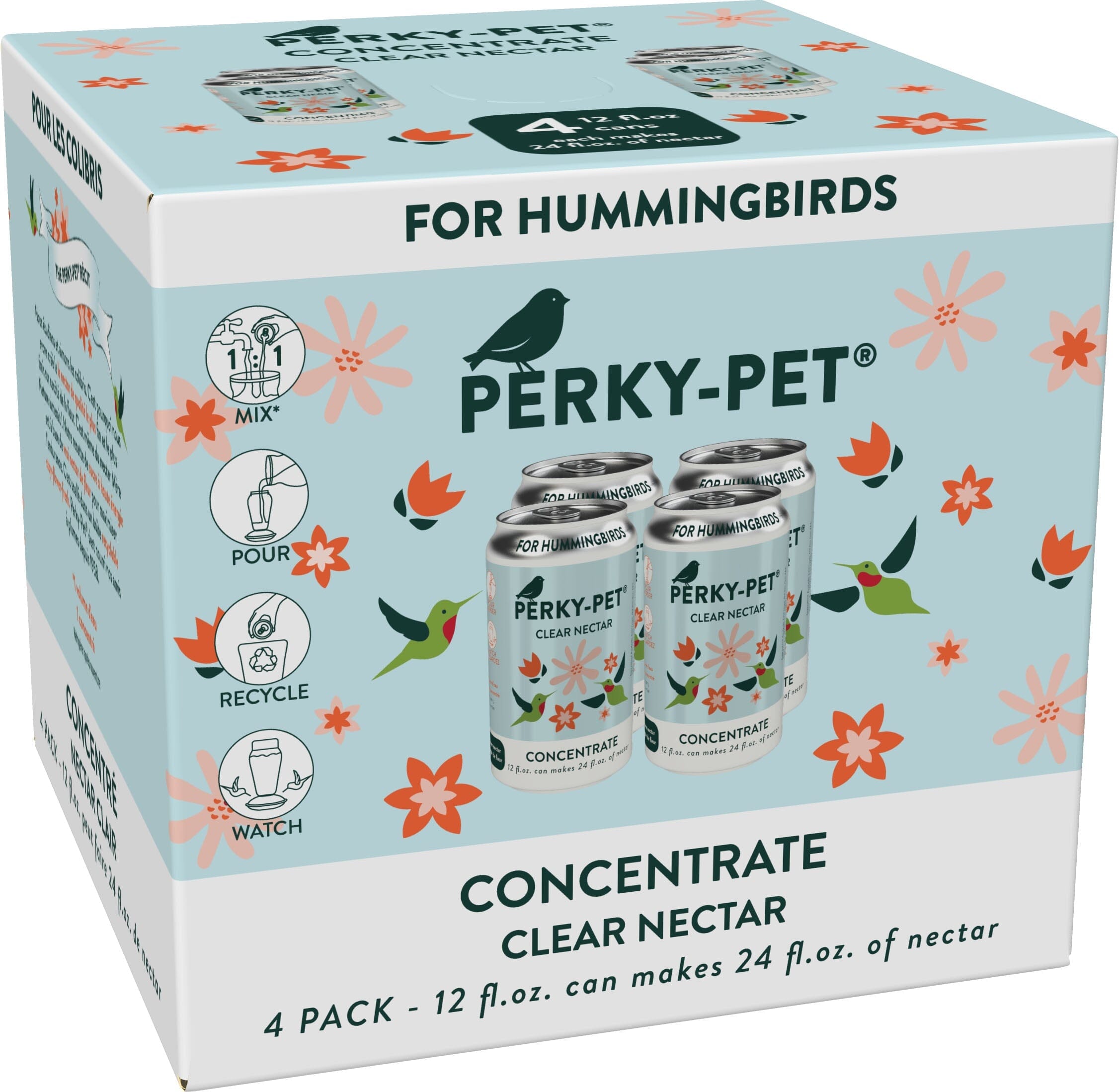 Perky-Pet Hummingbird Nectar Concentrate Wild Bird Food - Clear - 12 Oz - 4 Pack - 4 Pack  