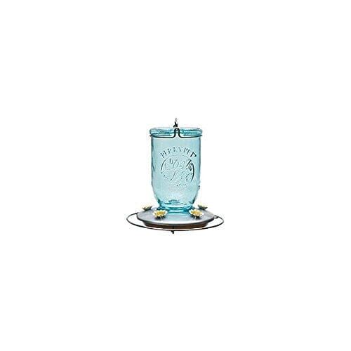 Perky-Pet Mason Jar Glass Hummingbird Feeder - Blue - 32 Oz Cap  