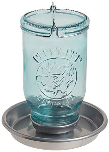 Perky-Pet Mason Jar Wild Bird Waterer Wild Bird Hanging Bath - Blue - 32 Oz Cap  