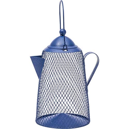 Perky-Pet Mesh Coffee Pot Wild Bird Feeder - Blue - 3 Lbs Cap  