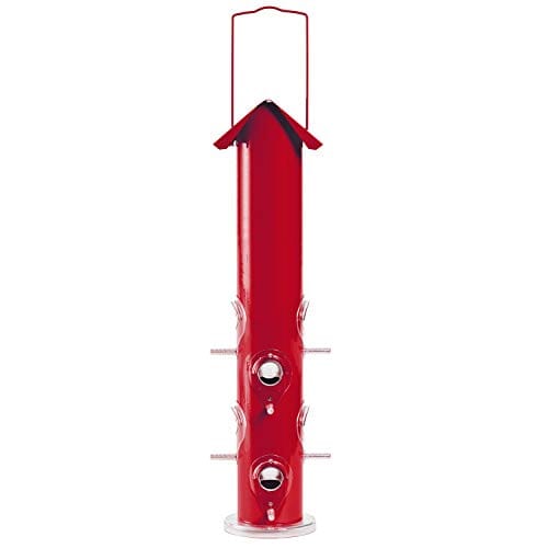 Perky-Pet Metal Tube Wild Bird Tubed Wild Bird Feeder - Red - 1.5 Lbs Cap  