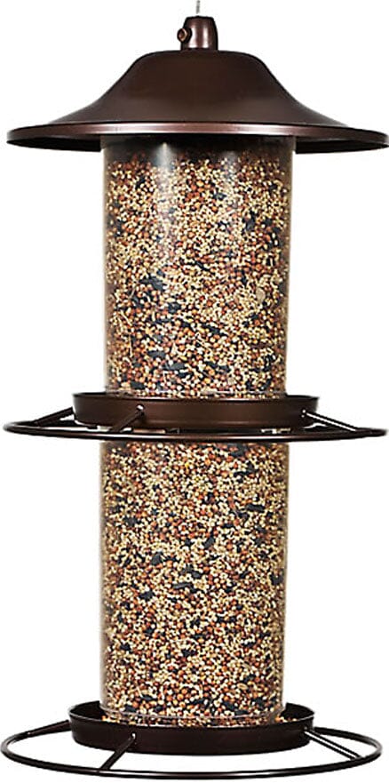 Perky-Pet Panorama Plastic Bird Tubed Wild Bird Feeder - Brown - 4.5 Lbs Cap  