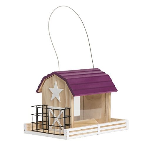 Perky-Pet Star Barn Chalet Wooden Hopper Wild Bird Feeder - Red - 3 Lbs Cap  