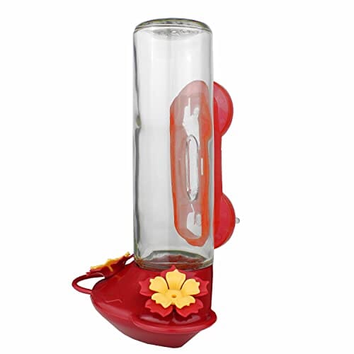 Perky-Pet Window Mounted Glass Hummingbird Feeder - Red - 14 Oz Cap - 2 Pack  