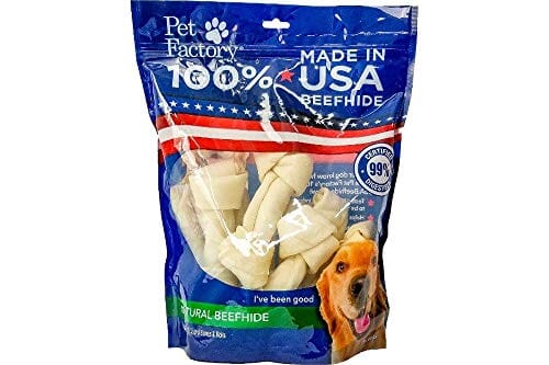 Pet Factory 100% Made In USA Beefhide Bones & Rolls Natural Dog Chews - Natural - 4 In - 10 Pack  