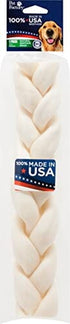 Pet Factory 100% Made In USA Beefhide Braids Natural Dog Chews - Natural - 12 In  