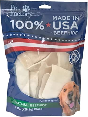 Pet Factory 100% Made In USA Beefhide Chips Natural Dog Chews - Natural - 8 Oz  