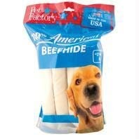 Pet Factory 100% Made In USA Beefhide Rolls Natural Dog Chews - Natural - 8 In - 10 Pack