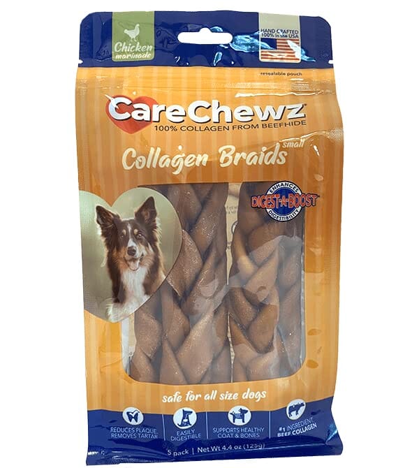 Pet Factory Carechewzâ® Collagen Braids Marinade Natural Dog Chews - Chicken - 4.4 Oz - 5 Pack  