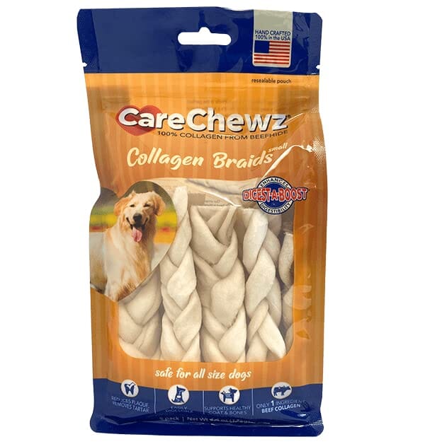 Pet Factory Carechewzâ® Collagen Braids Natural Dog Chews - Natural - 4.4 Oz - 5 Pack  