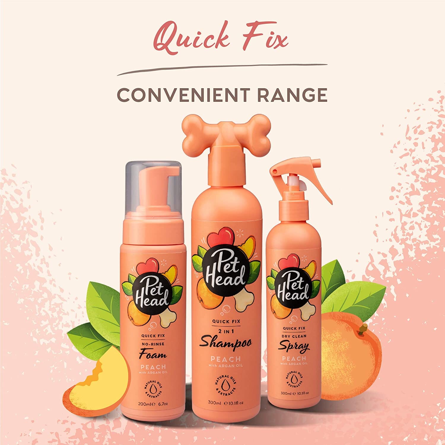 Pet Head Quick Fix 2 In 1 Grooming Foam Shampoo - Peach - 6.7 Oz  