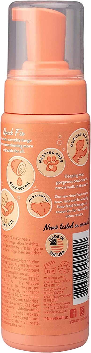 Pet Head Quick Fix 2 In 1 Grooming Foam Shampoo - Peach - 6.7 Oz  