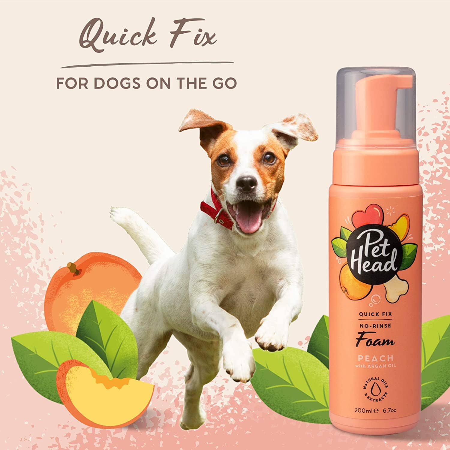 Pet Head Quick Fix 2 In 1 Grooming Foam Shampoo - Peach - 6.7 Oz  