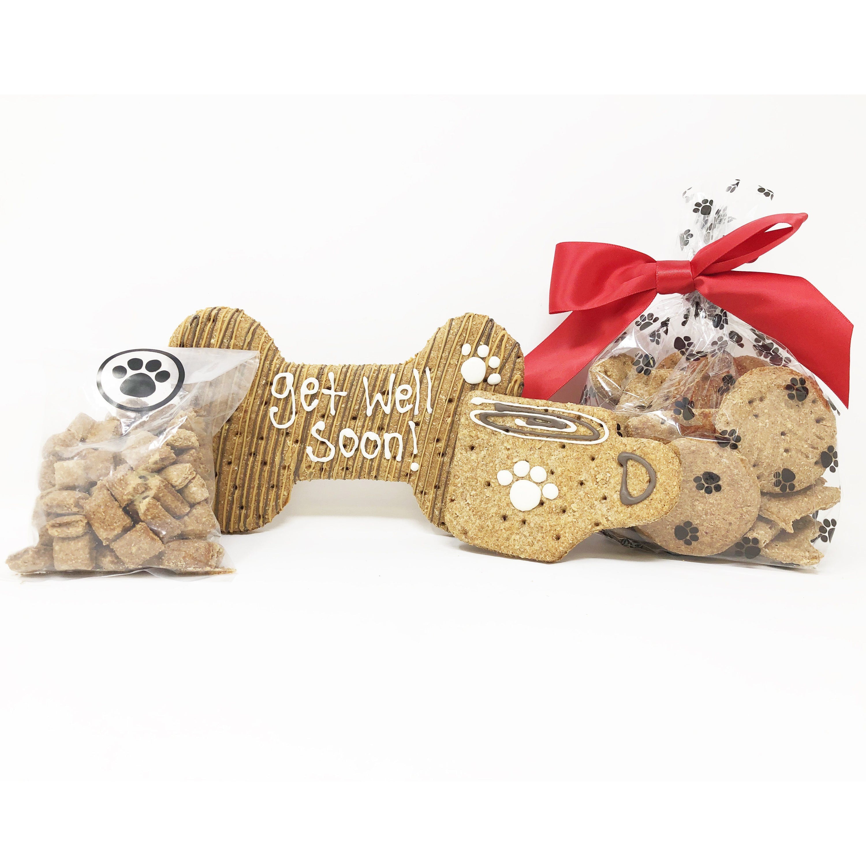 Pet Life 4 Piece 'Get Well Soon' Dog Biscuits and Treats Gift Set  