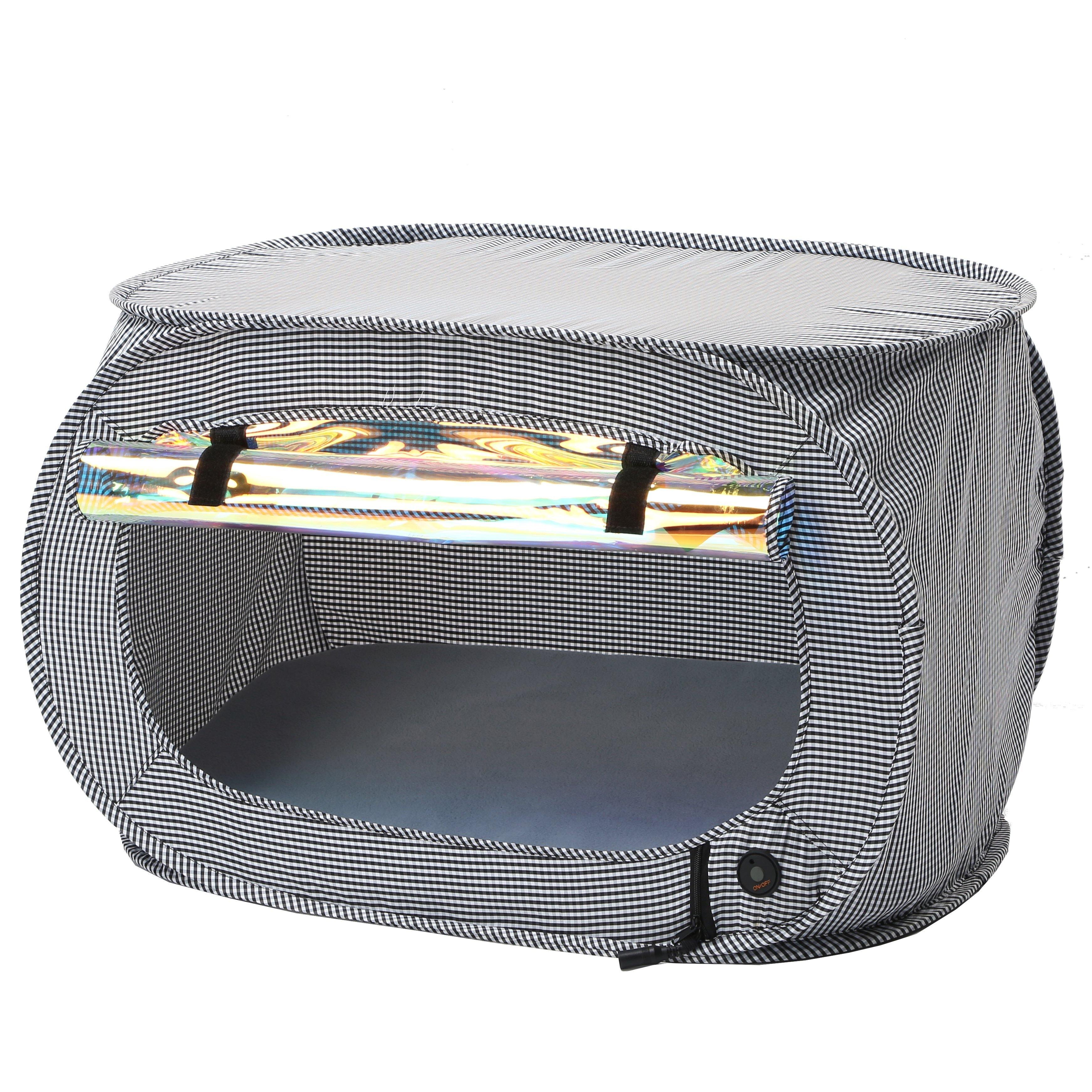 Pet Life "Enterlude" Electric Heating Wire Folding Travel Pet Tent Crate Grey 