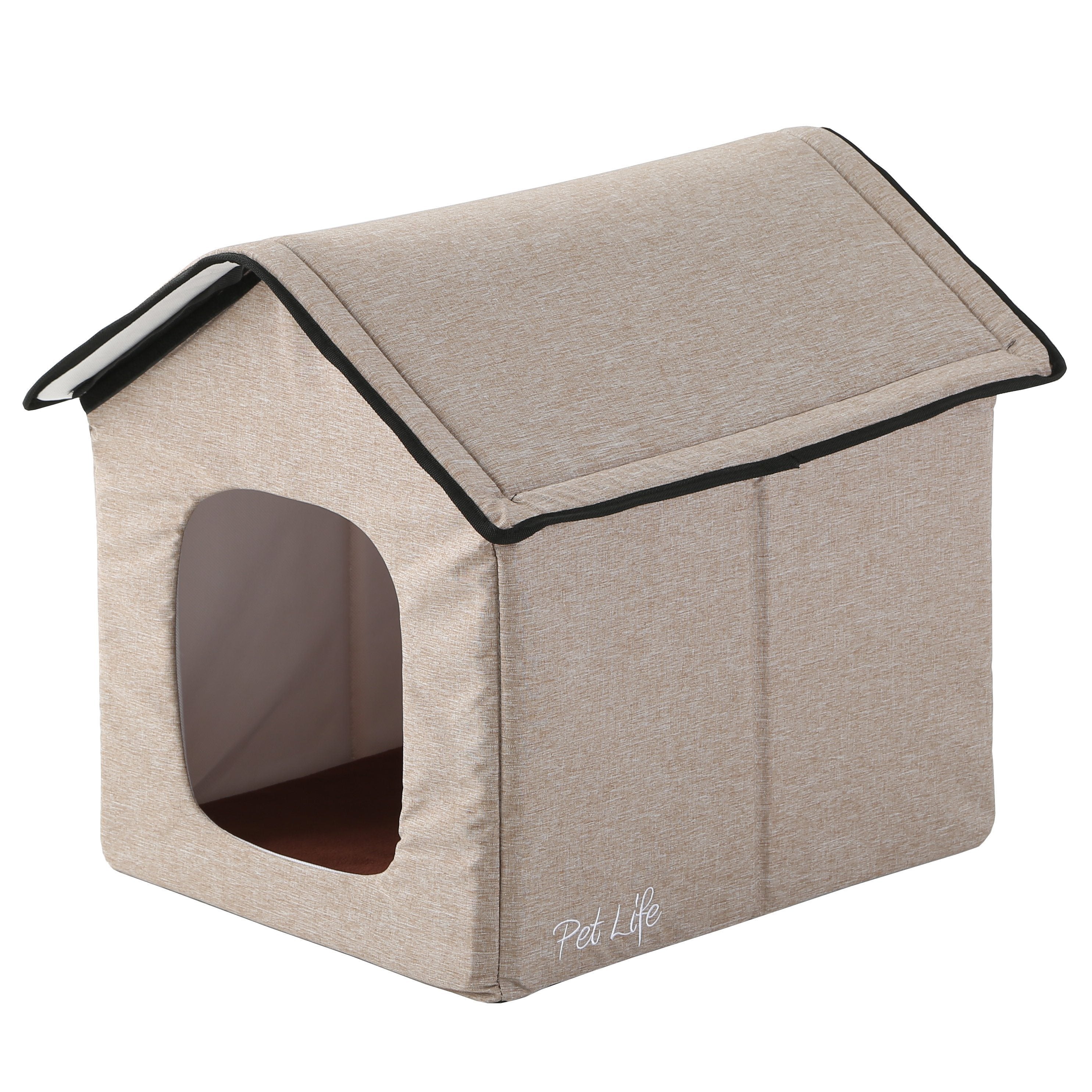 Pet Life 'Hush Puppy' Collapsible Electronic Heating and Cooling Smart Pet House Small Beige