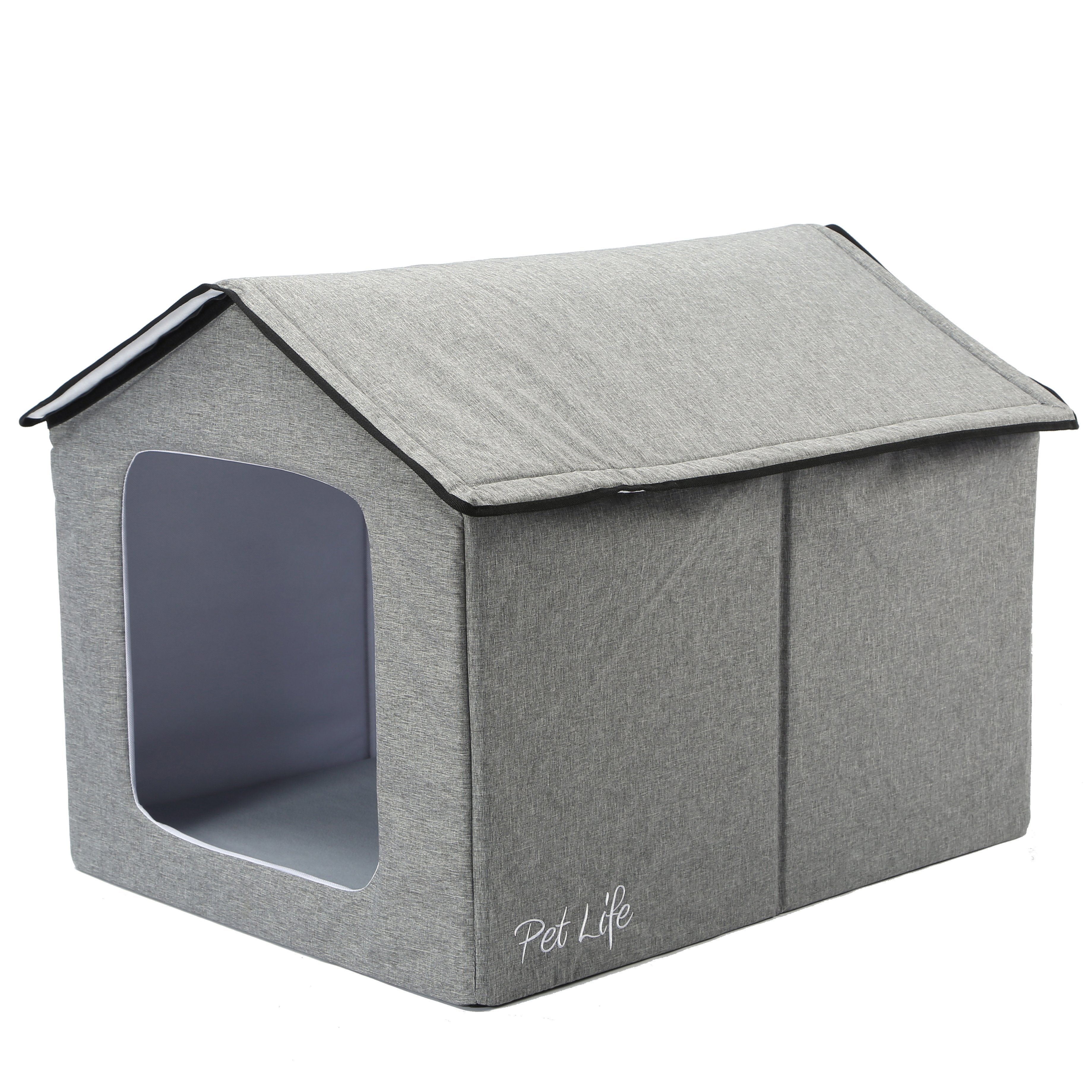 Pet Life 'Hush Puppy' Collapsible Electronic Heating and Cooling Smart Pet House Small Gray