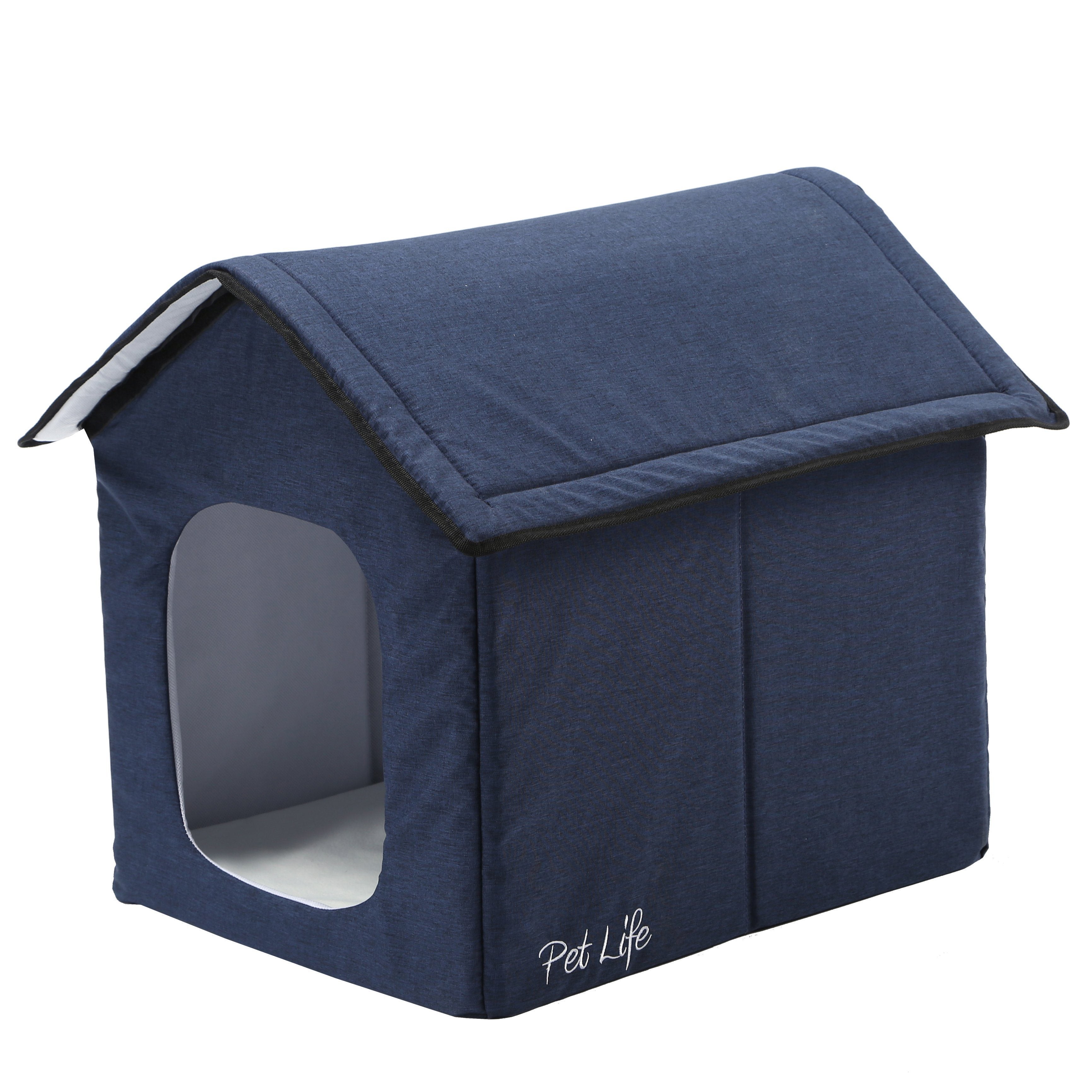 Pet Life 'Hush Puppy' Collapsible Electronic Heating and Cooling Smart Pet House Small Navy