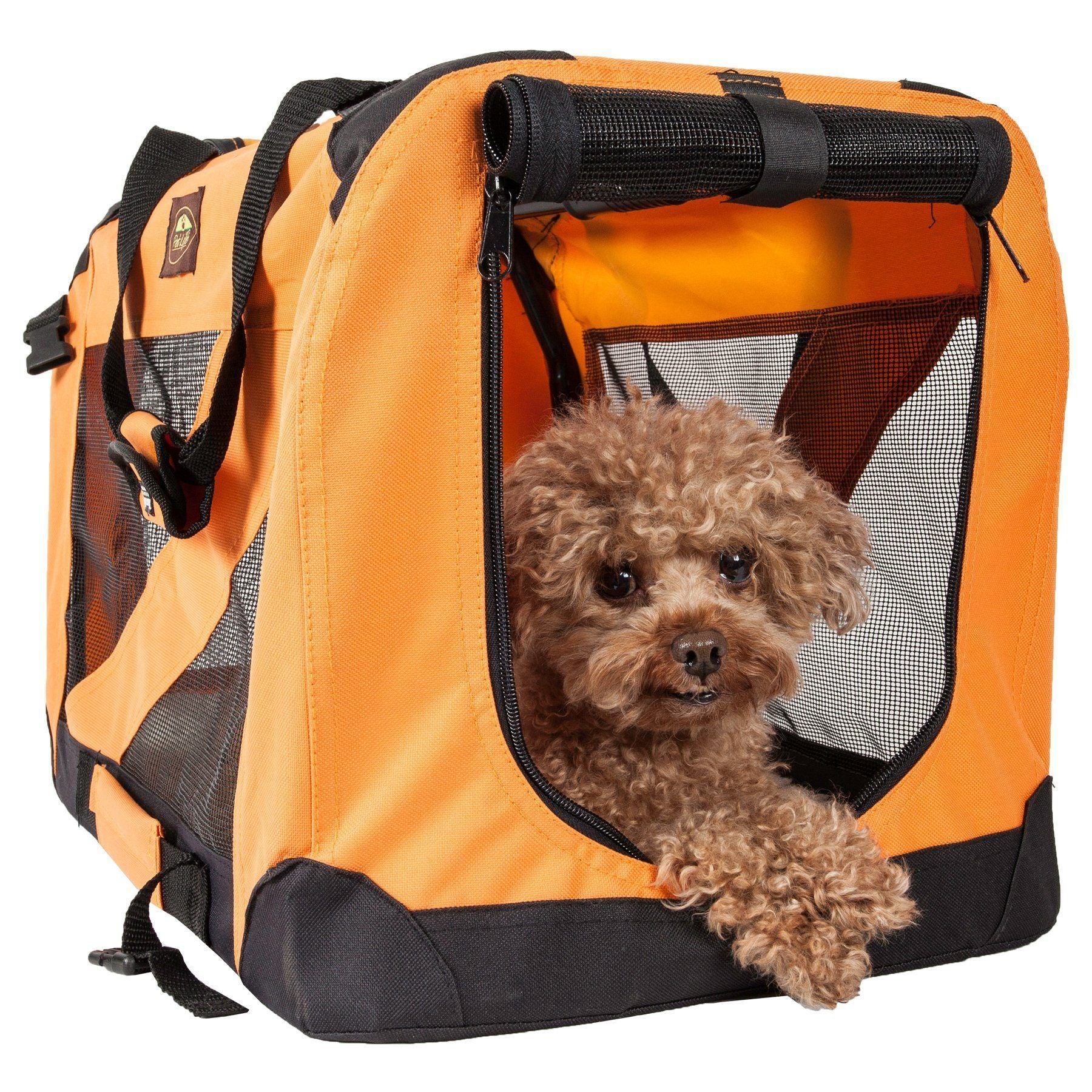 Pet Life ® '360° Vista View' Zippered Soft Folding Collapsible Durable Metal Framed Pet Dog Crate House Carrier  