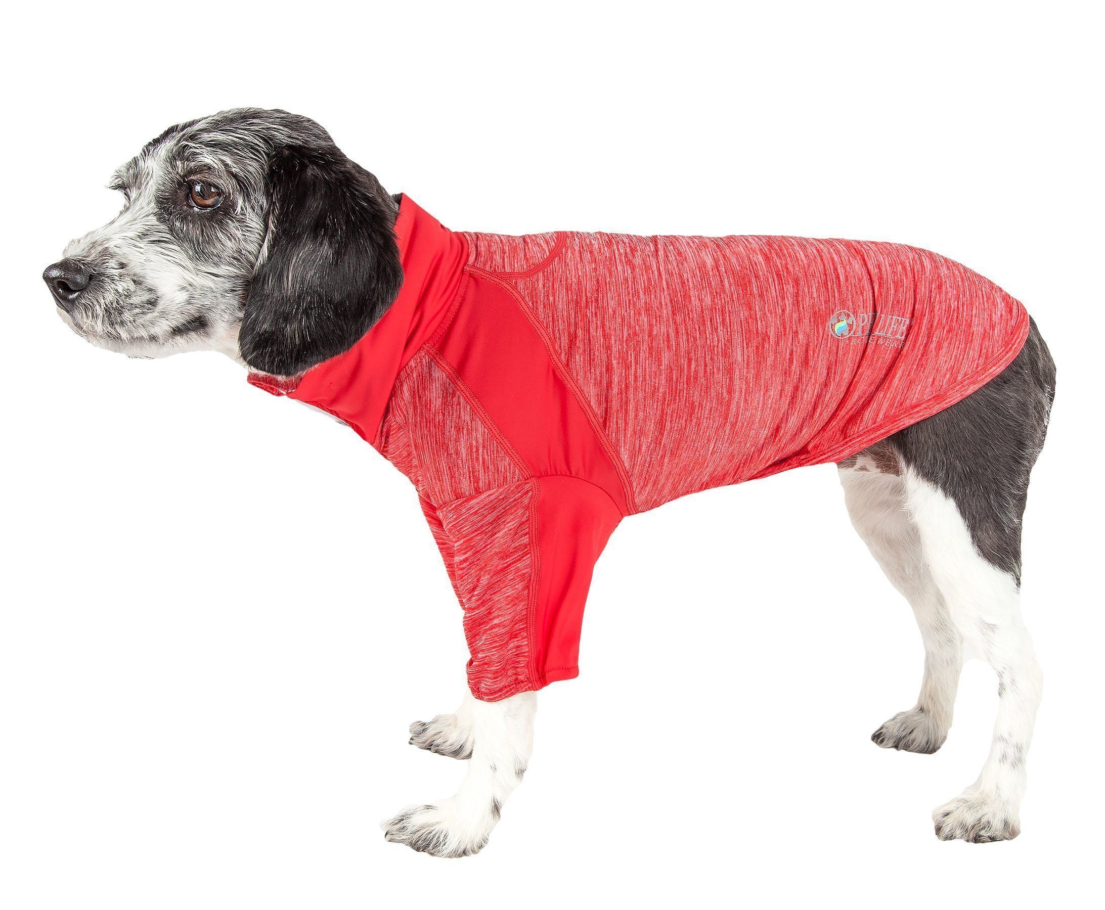 Pet Life ® Active 'Chewitt Wagassy' 4-Way-Stretch Yoga Fitness Long-Sleeve Dog T-Shirt X-Small Red