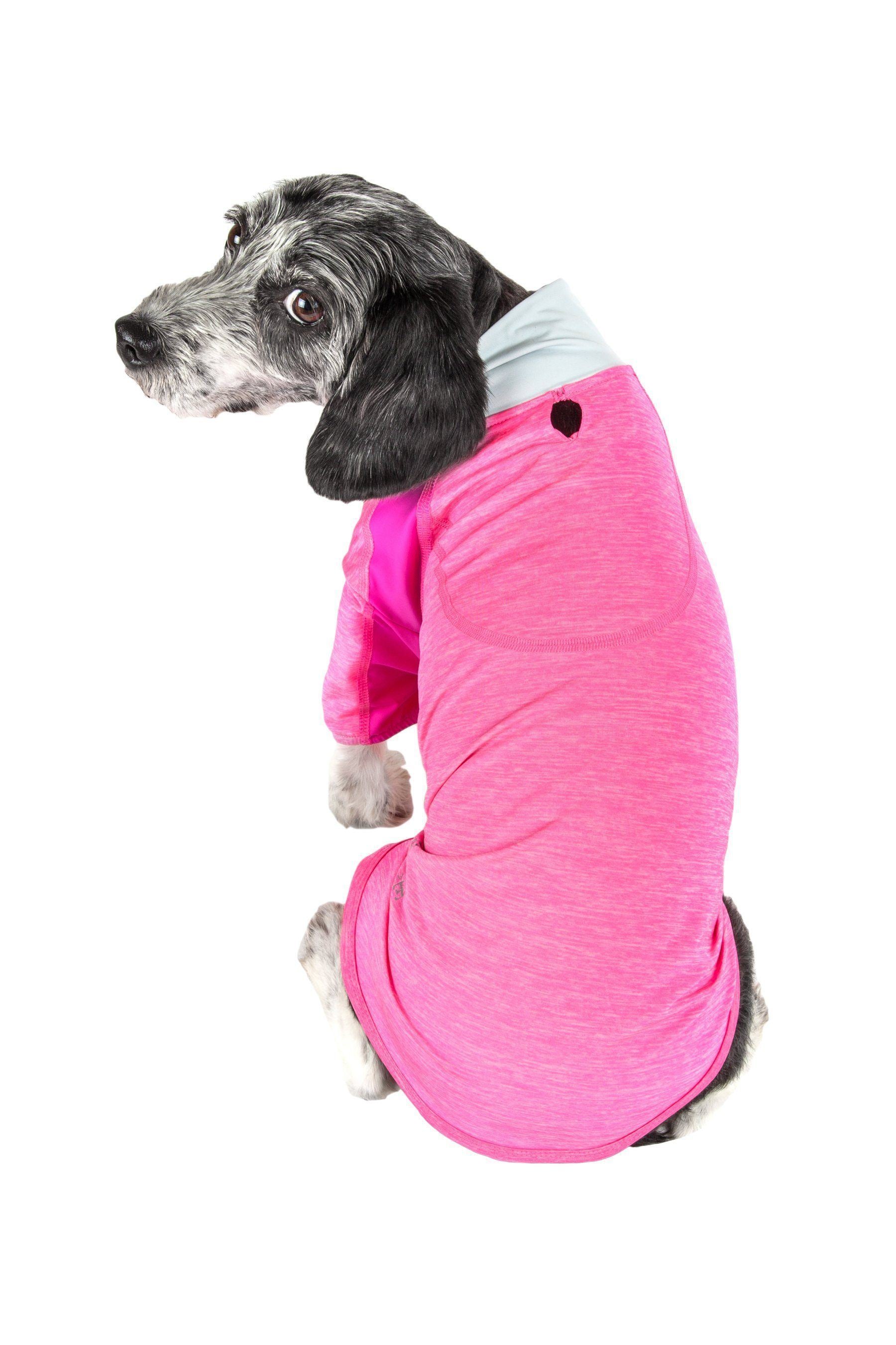 Pet Life ® Active 'Chewitt Wagassy' 4-Way-Stretch Yoga Fitness Long-Sleeve Dog T-Shirt  