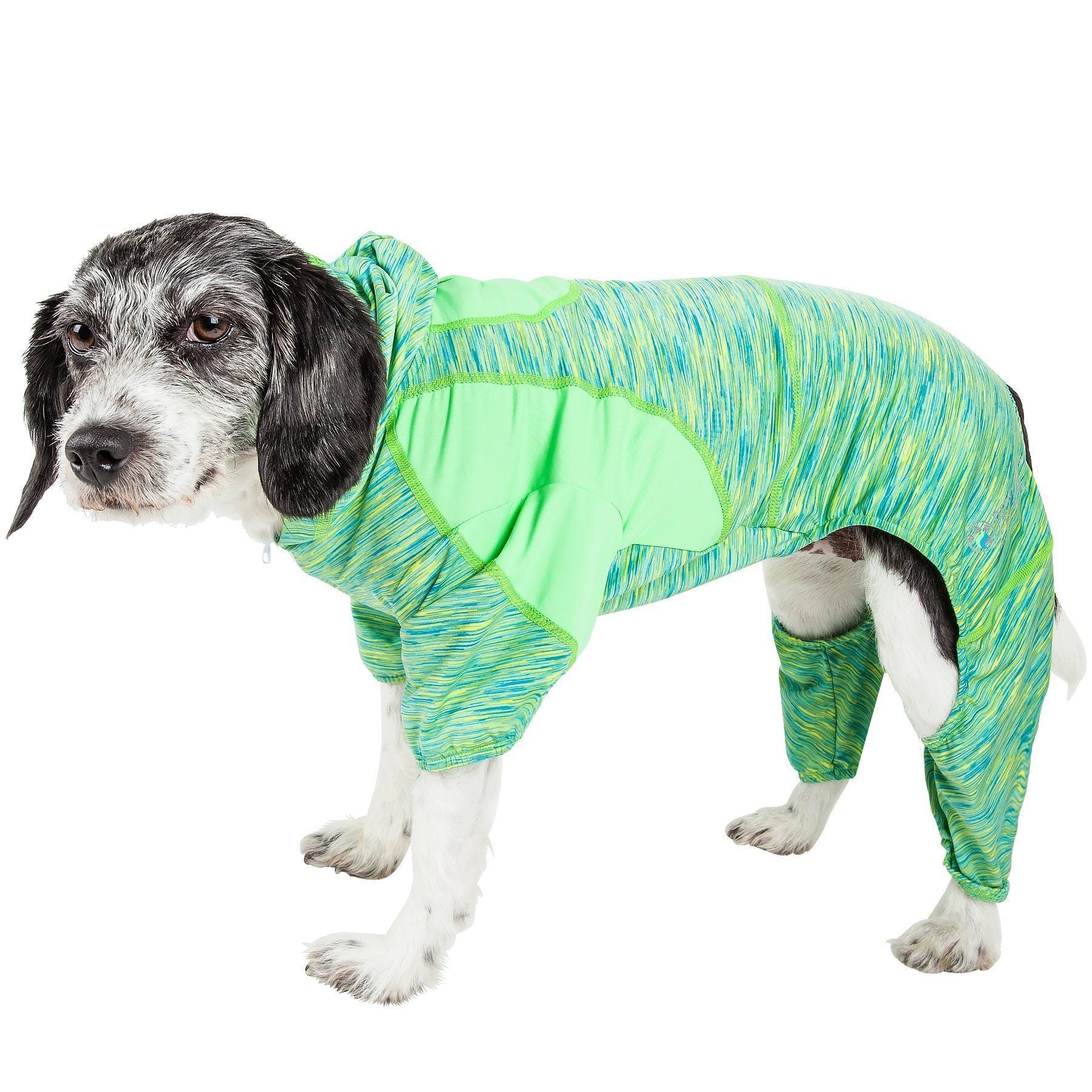 Pet Life ® Active 'Downward Dog' 4-Way-Stretch Fitness Yoga Dog Tracksuit Hoodie X-Small Green