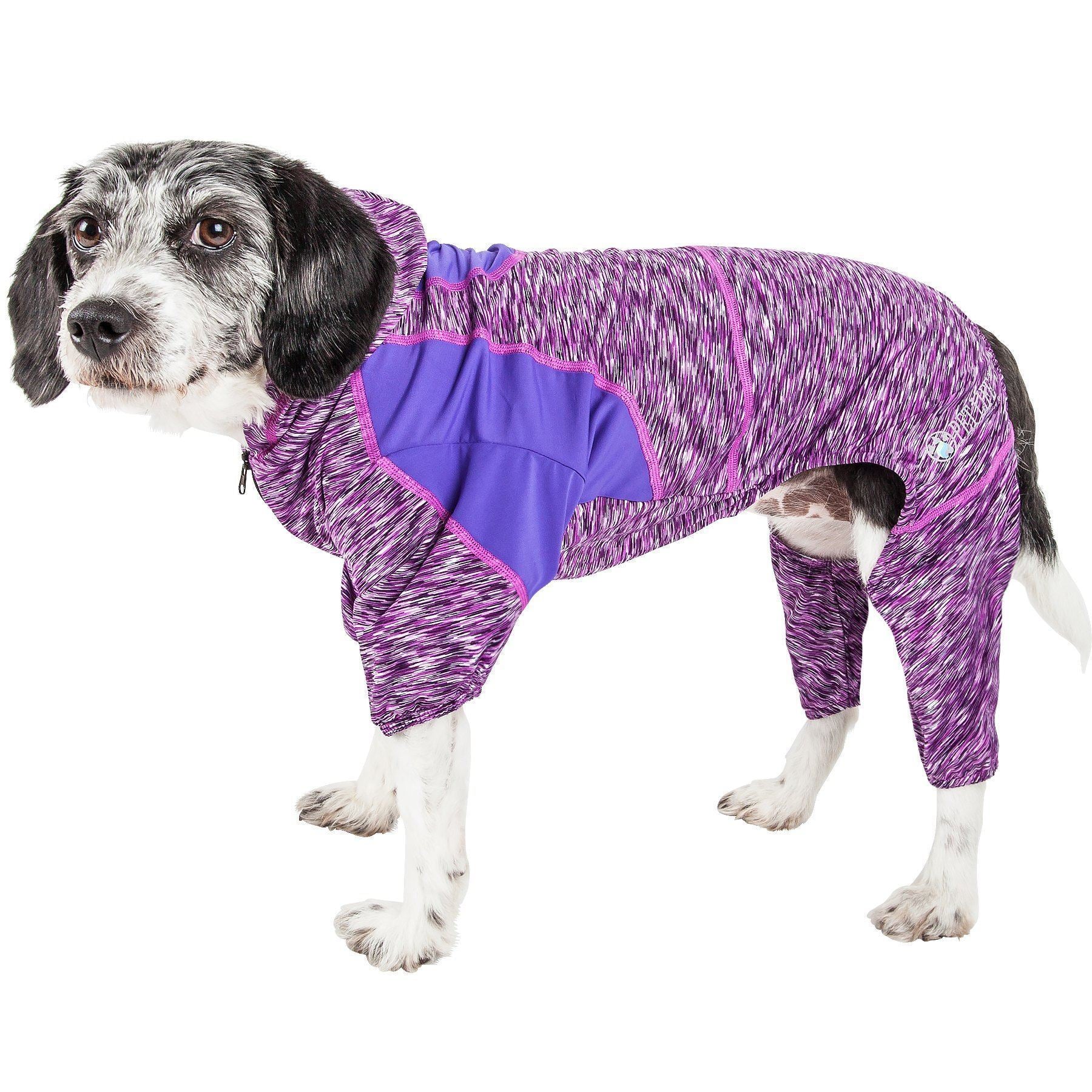 Pet Life ® Active 'Downward Dog' 4-Way-Stretch Fitness Yoga Dog Tracksuit Hoodie  