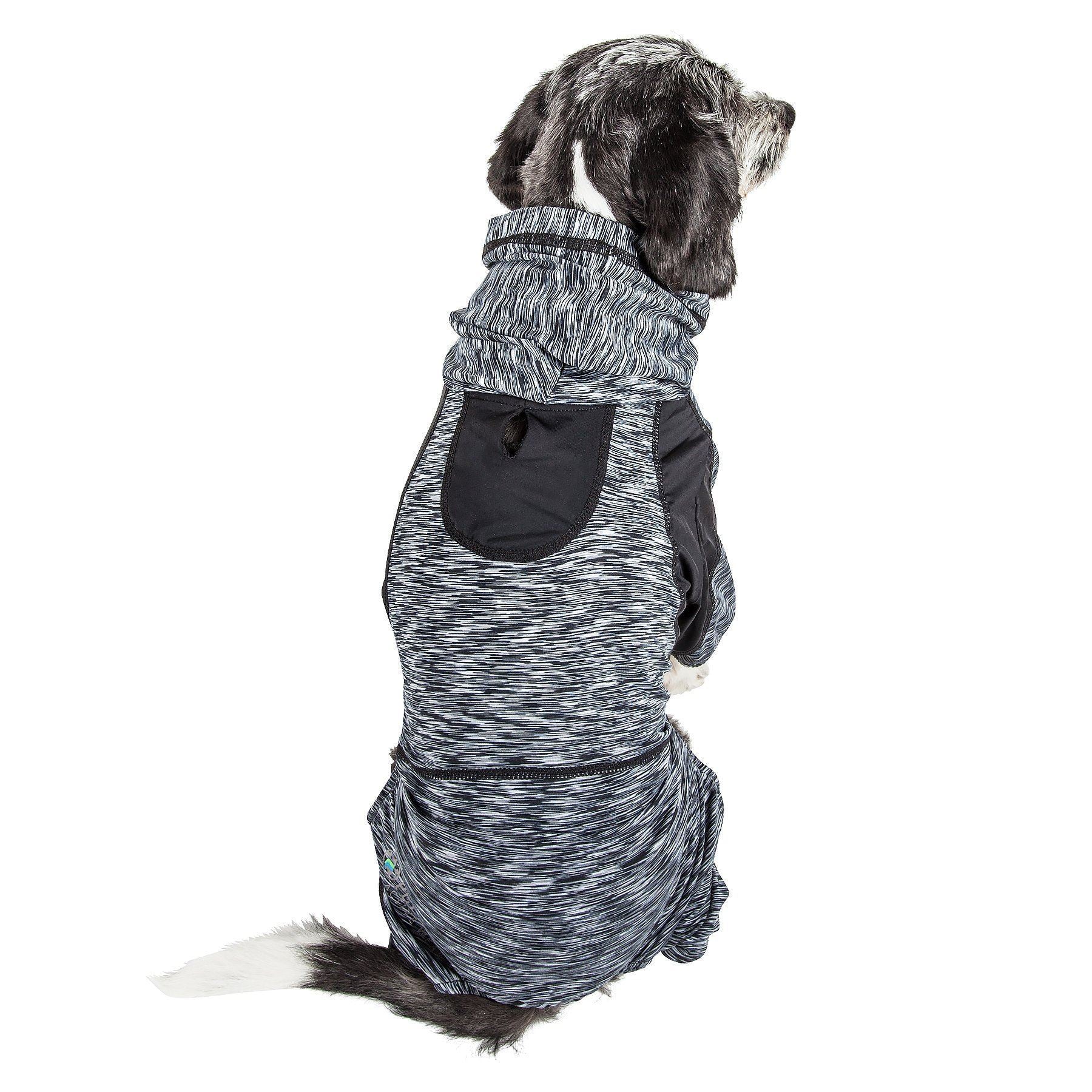 Pet Life ® Active 'Downward Dog' 4-Way-Stretch Fitness Yoga Dog Tracksuit Hoodie  