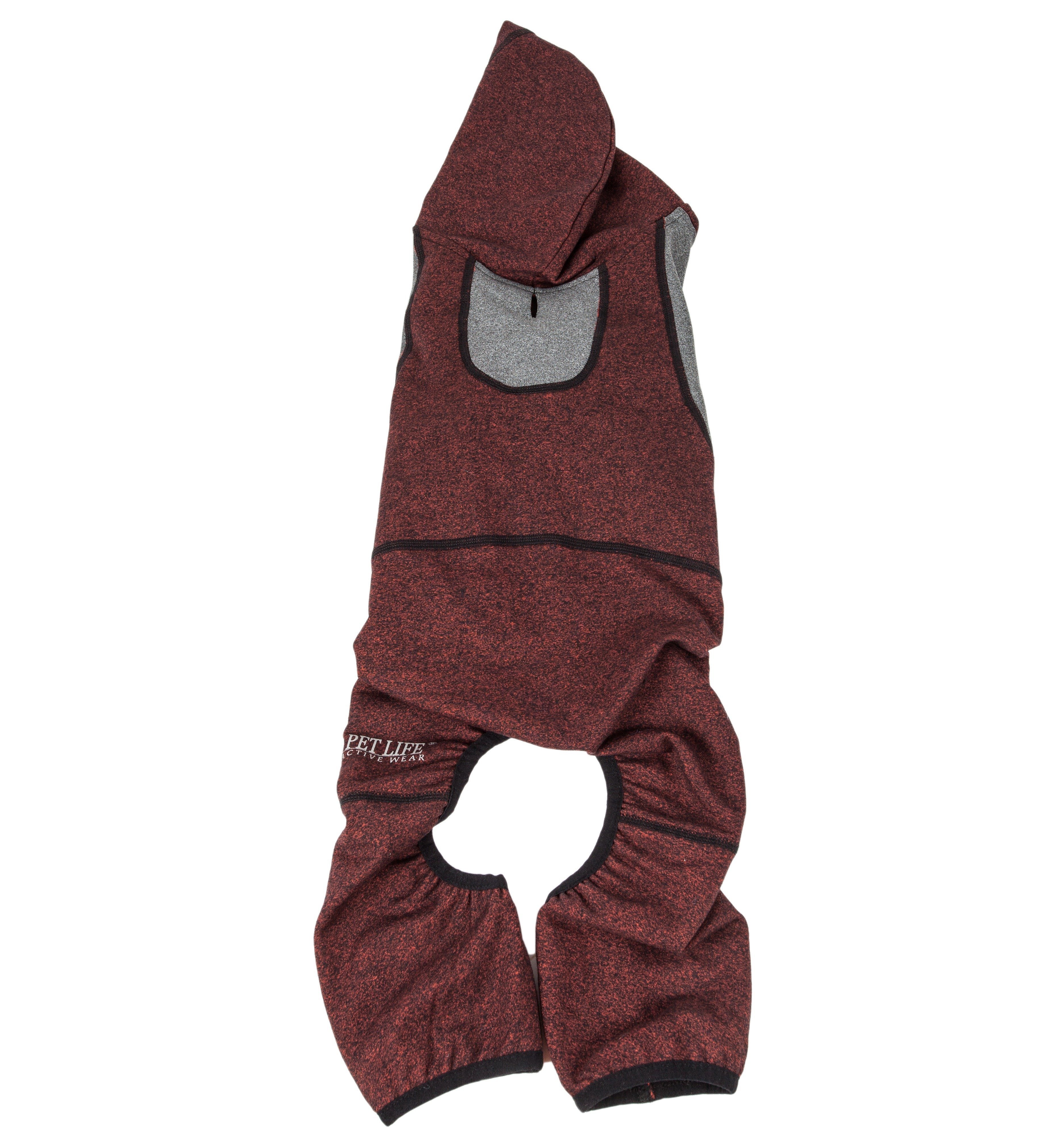 Pet Life ®  Active 'Fur-Breeze' Medium-weight 4-Way-Stretch Full Body Hooded Dog Yoga sweater  