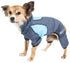 Pet Life ®  Active 'Fur-Breeze' Medium-weight 4-Way-Stretch Full Body Hooded Dog Yoga sweater X-Small Blue