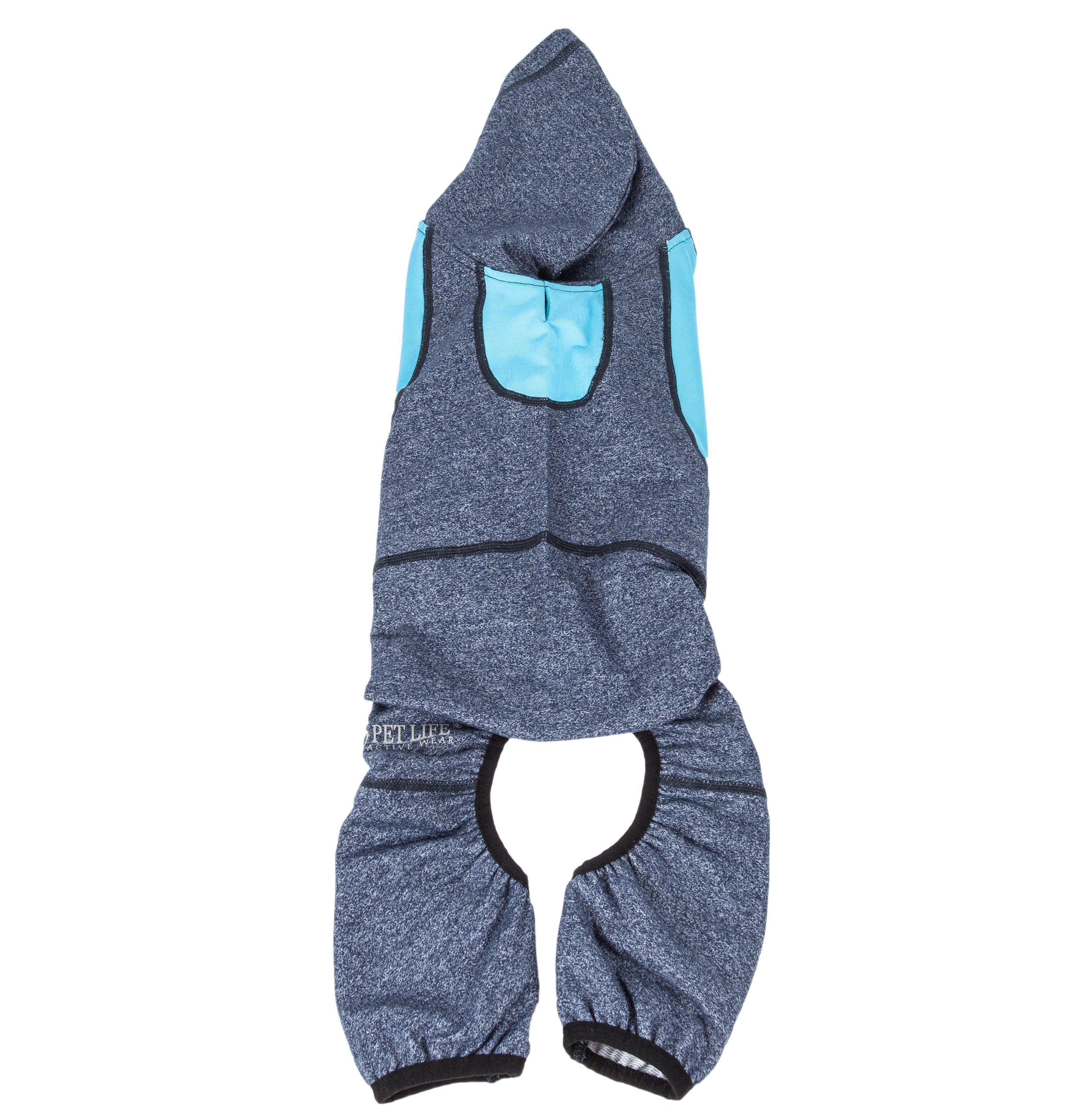 Pet Life ®  Active 'Fur-Breeze' Medium-weight 4-Way-Stretch Full Body Hooded Dog Yoga sweater  