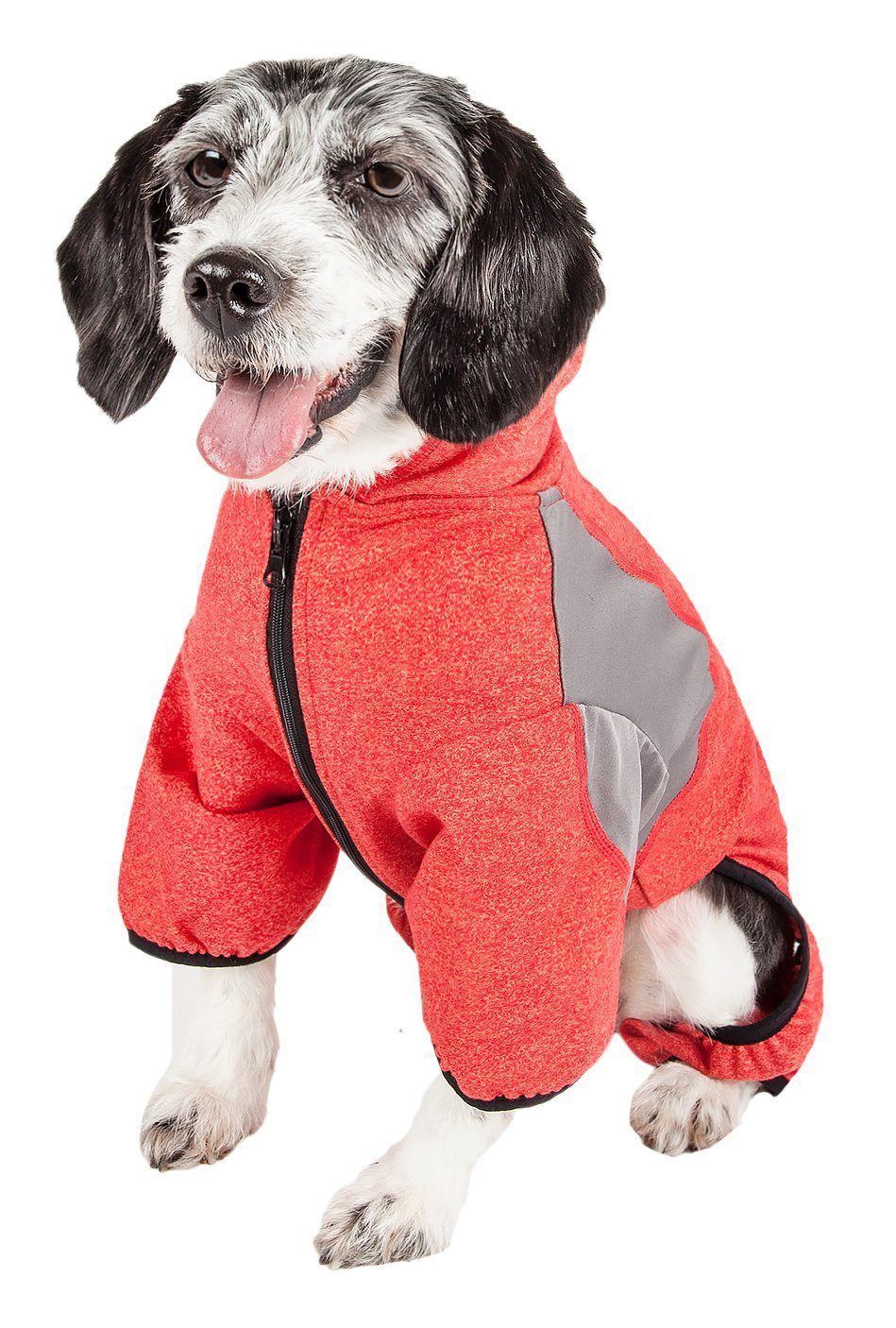 Pet Life ®  Active 'Fur-Breeze' Medium-weight 4-Way-Stretch Full Body Hooded Dog Yoga sweater  