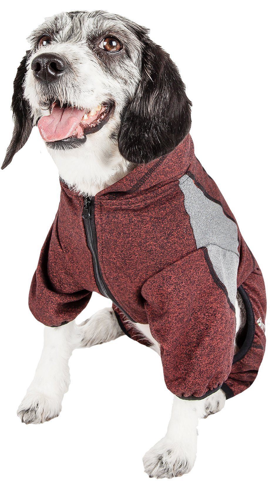 Pet Life ®  Active 'Fur-Breeze' Medium-weight 4-Way-Stretch Full Body Hooded Dog Yoga sweater  