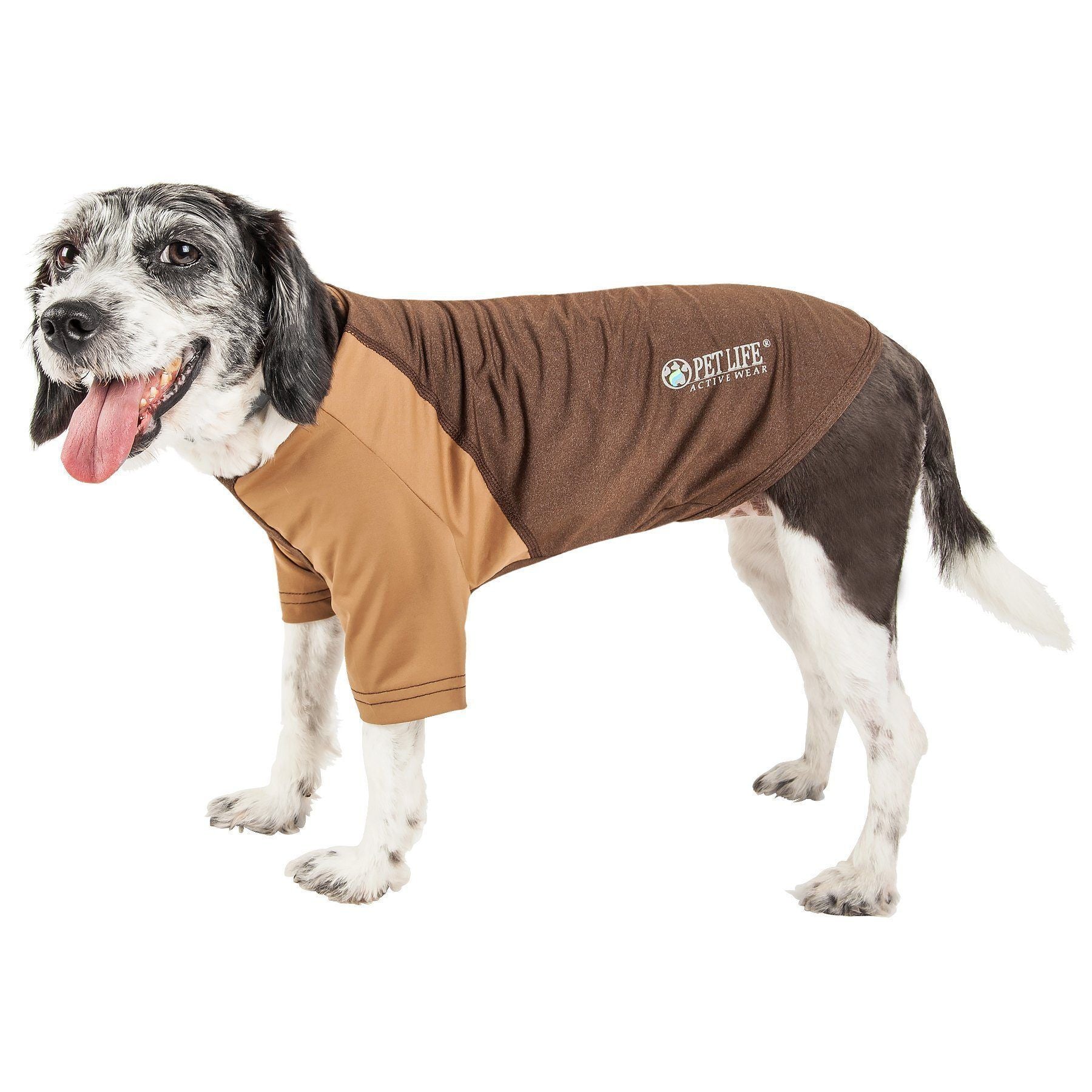 Pet Life ® Active 'Hybreed' 4-Way-Stretch Fitness Performance Dog T-Shirt X-Small Brown W/ Brown