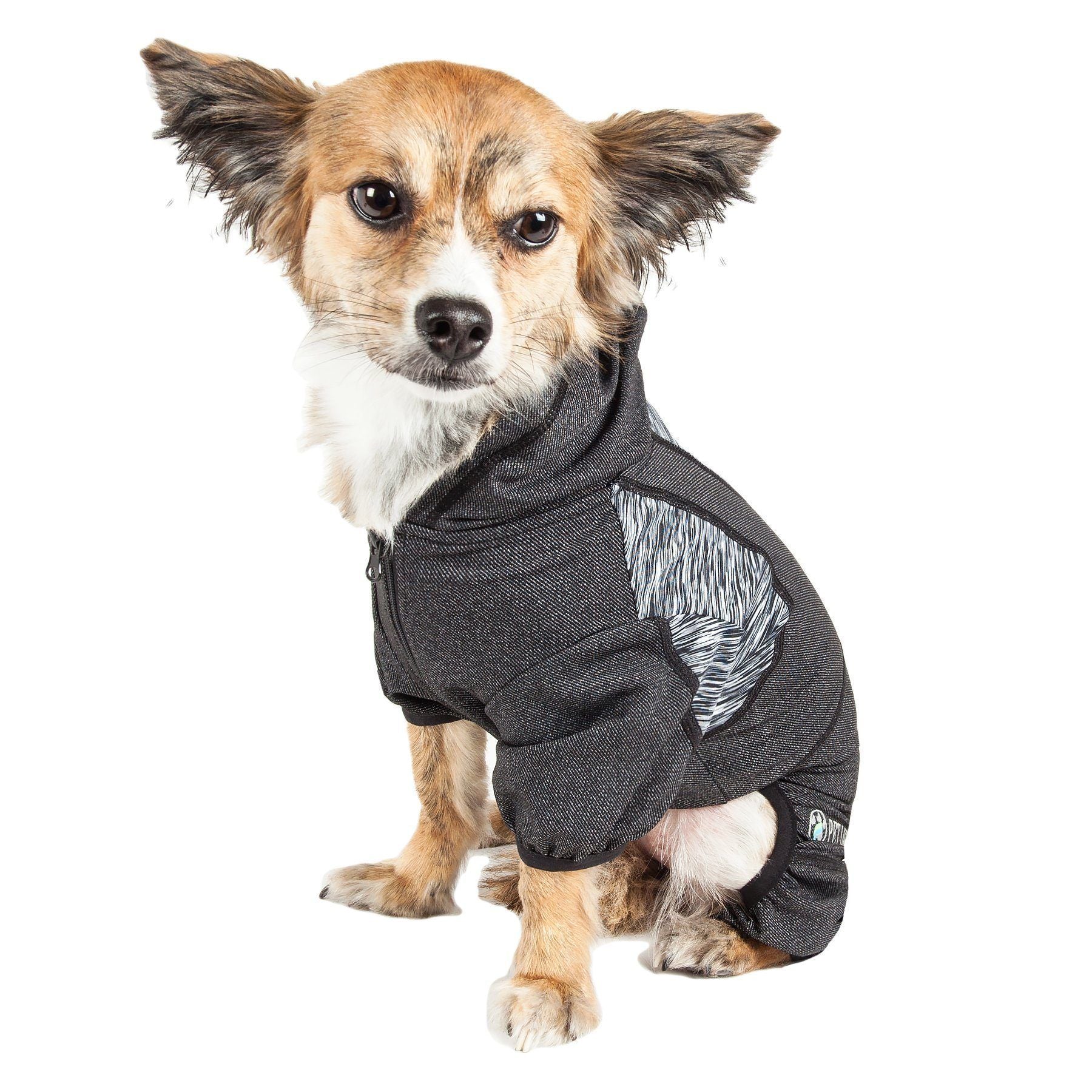 Pet Life ® Active 'Pawsterity' Mediumweight 4-Way-Stretch Yoga Fitness Dog Tracksuit Hoodie  