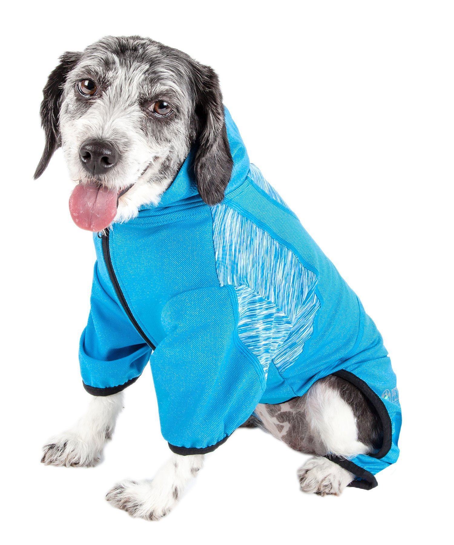 Pet Life ® Active 'Pawsterity' Mediumweight 4-Way-Stretch Yoga Fitness Dog Tracksuit Hoodie  