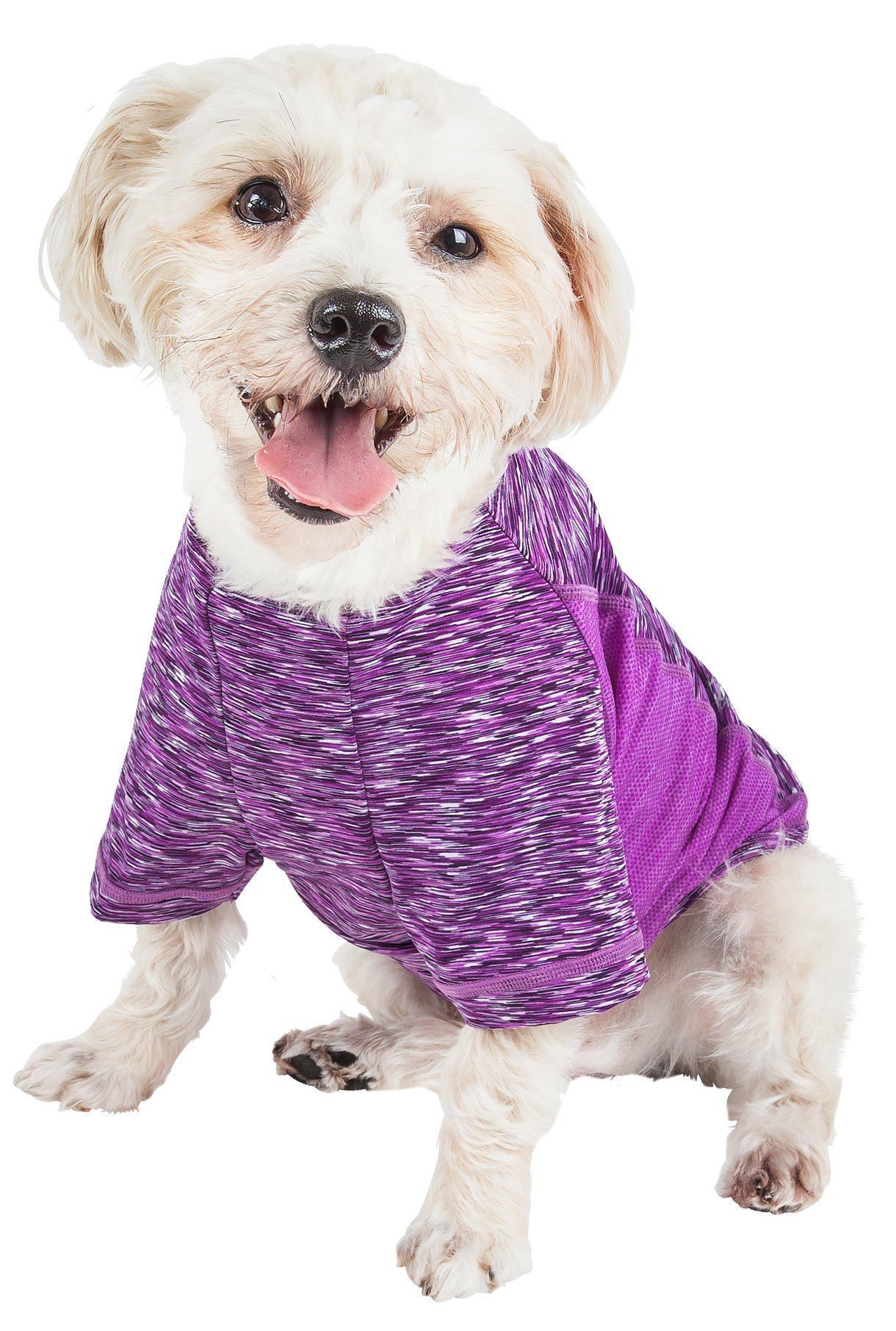 Pet Life ® Active 'Warf Speed' Heathered Ultra-Stretch Yoga Fitness Dog T-Shirt  