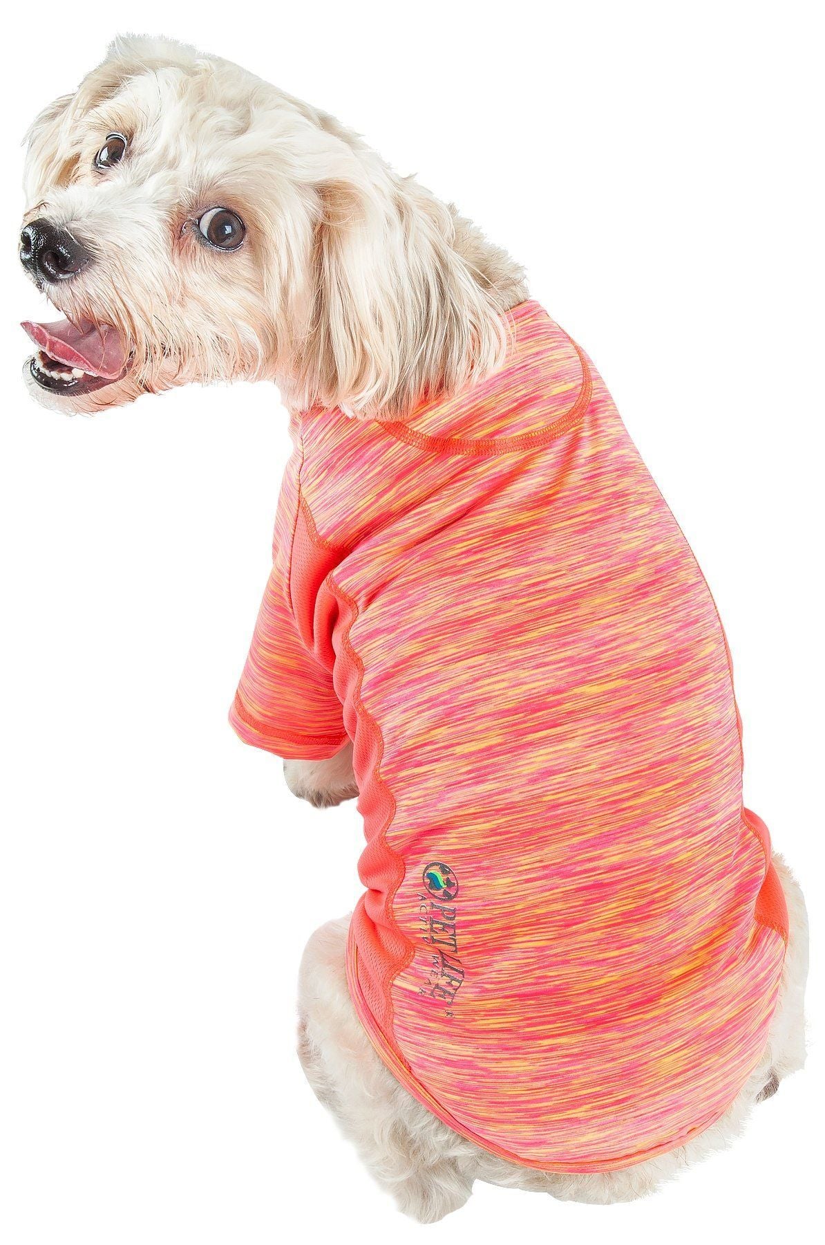 Pet Life ® Active 'Warf Speed' Heathered Ultra-Stretch Yoga Fitness Dog T-Shirt  