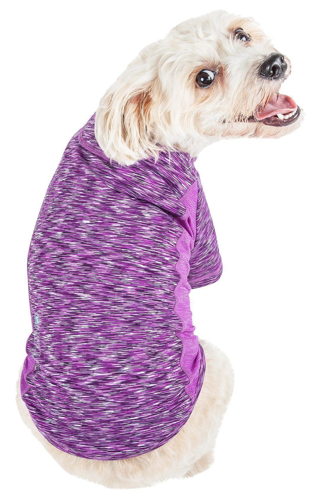 Pet Life ® Active 'Warf Speed' Heathered Ultra-Stretch Yoga Fitness Dog T-Shirt  