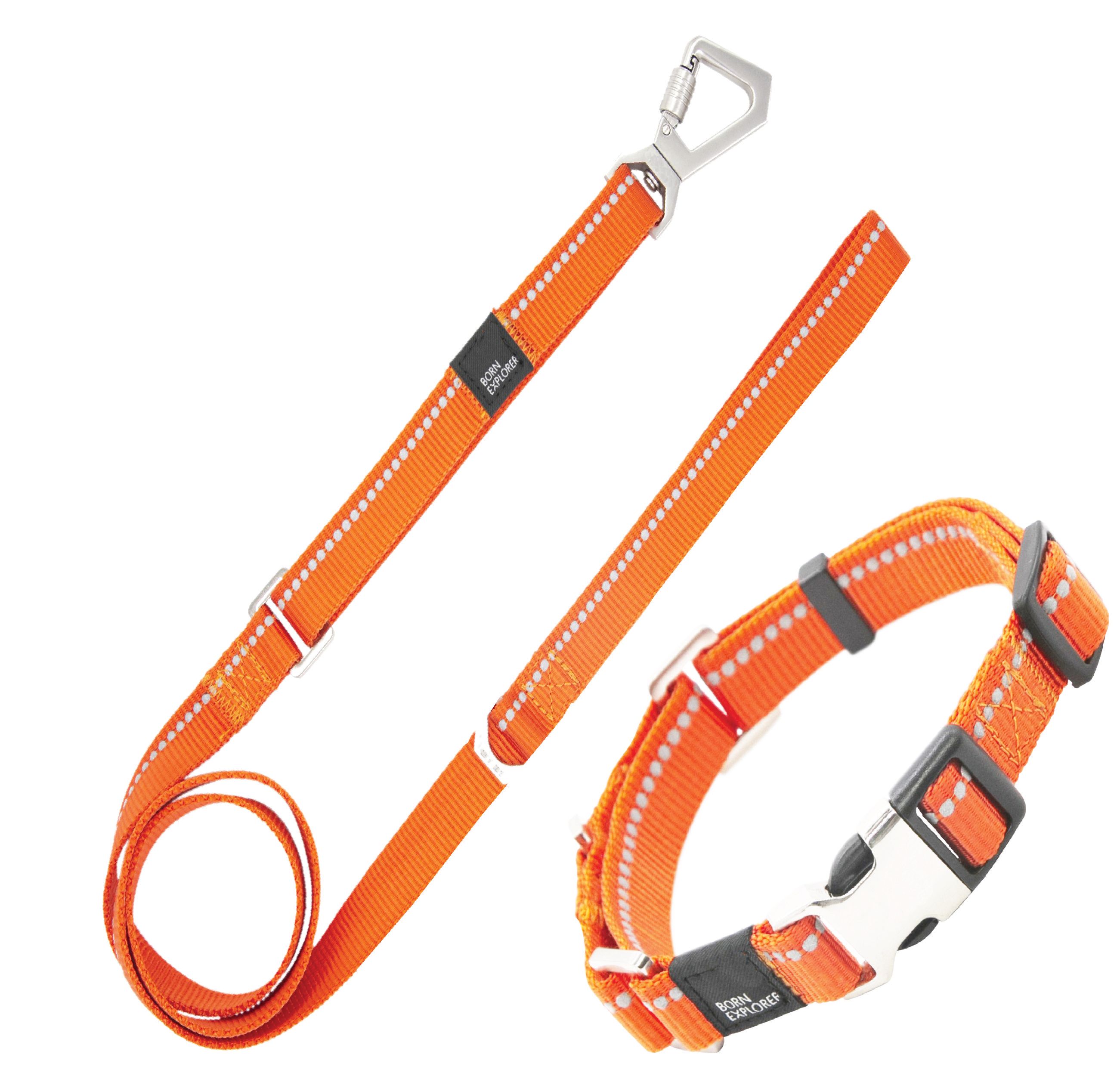 Pet Life ® 'Advent' Outdoor Series 3M Reflective 2-in-1 Durable Martingale Training Dog Leash and Collar Orange Small