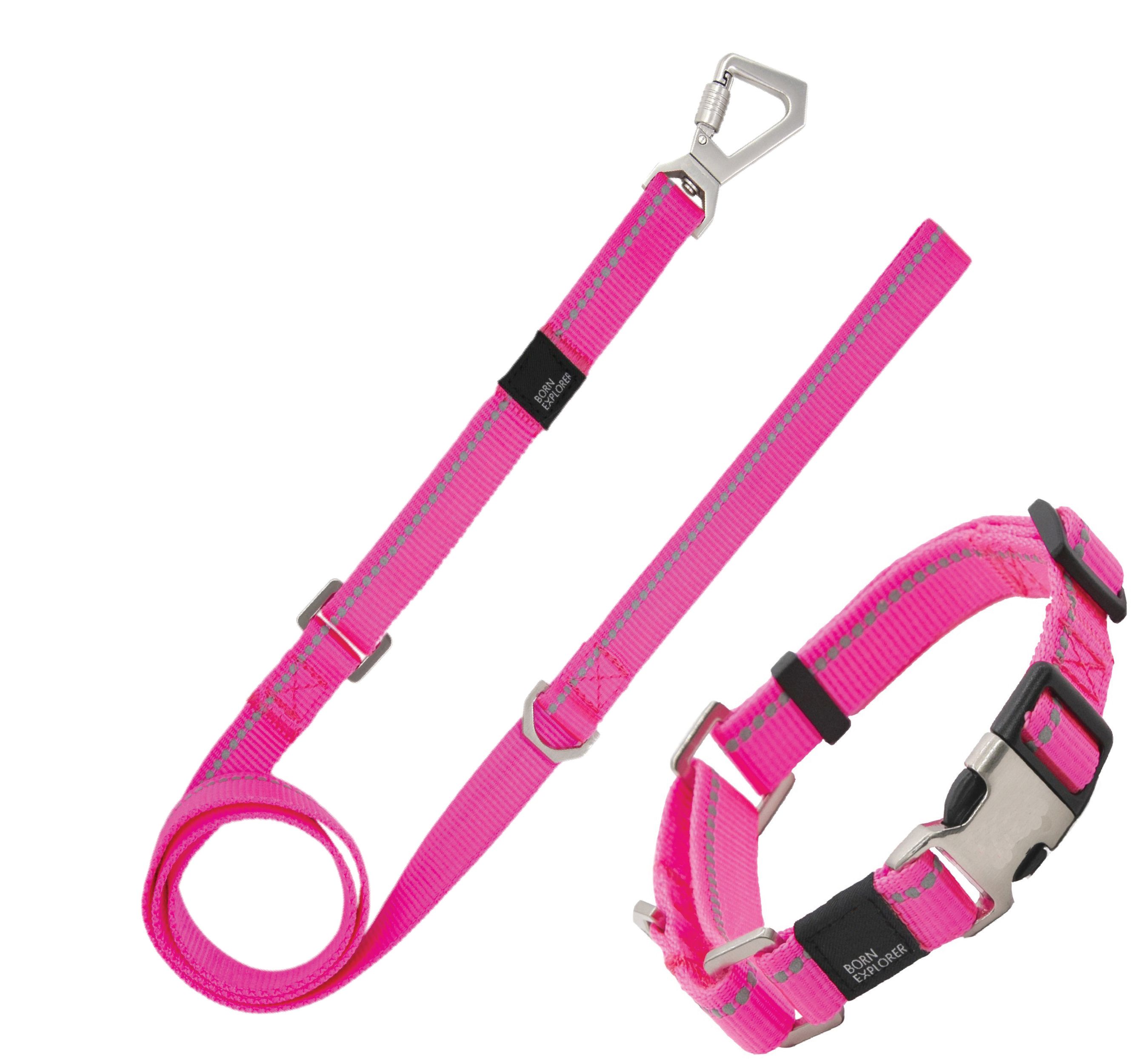 Pet Life ® 'Advent' Outdoor Series 3M Reflective 2-in-1 Durable Martingale Training Dog Leash and Collar Pink Small
