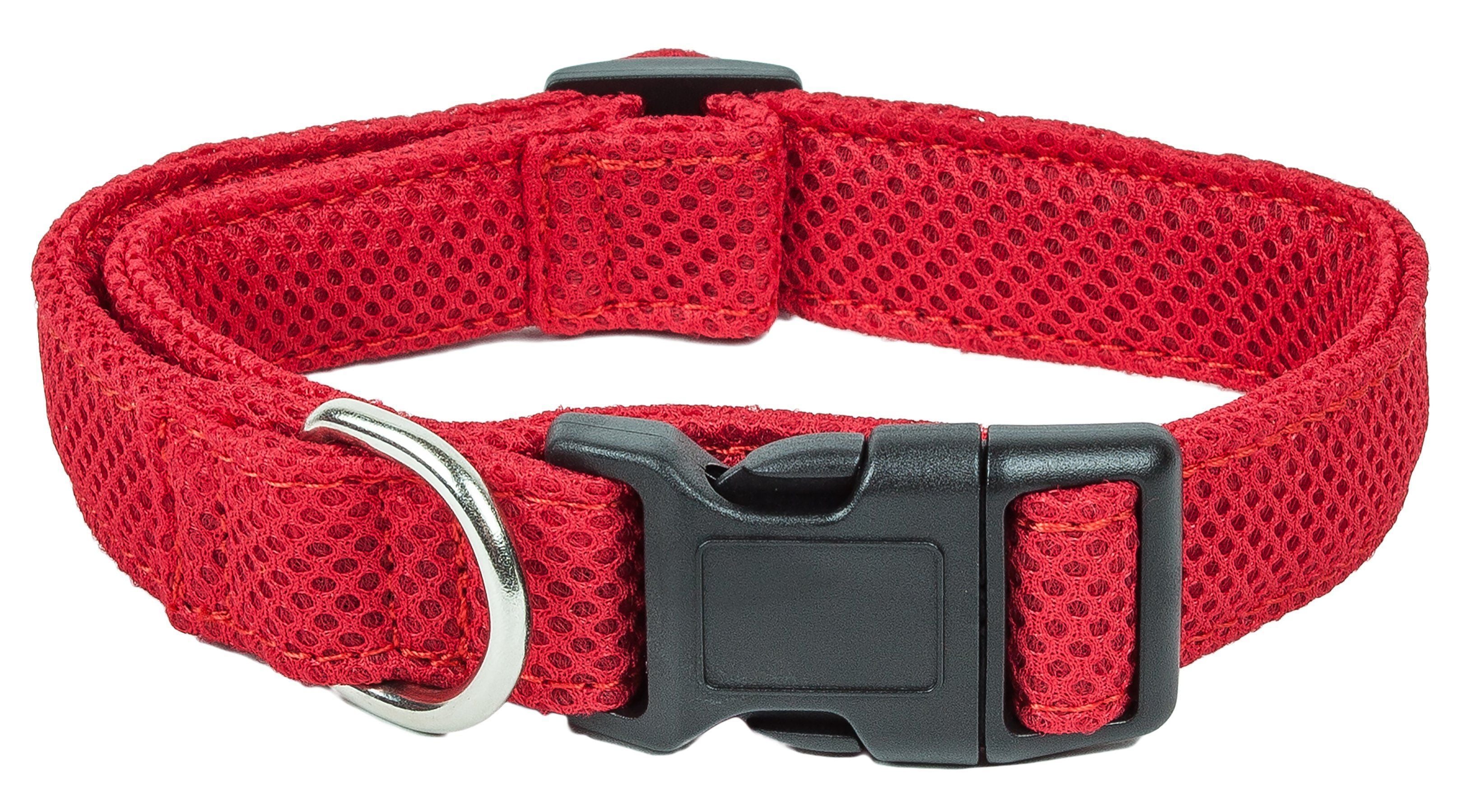 Pet Life ®  'Aero Mesh' Dual-Sided Breathable and Adjustable Thick Mesh Dog Collar Small Red